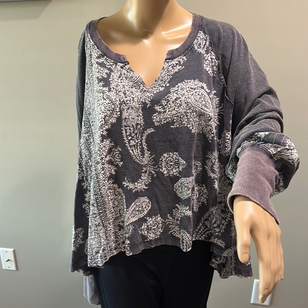 Free People trapeze t shirt gray XL new with tags